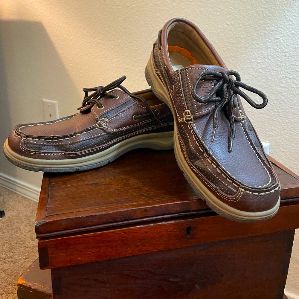 Reel Legends Mens Shoes Size 8M Navigator II Memory Tech Leather Brown Boat Shoe